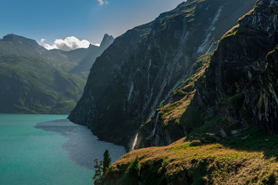 Scenic view of mountains against sky