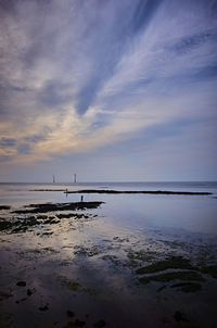 Scenic view of sea against sky at sunset