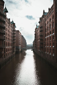 Canal passing through city buildings