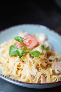 Close-up of noodles served in plate