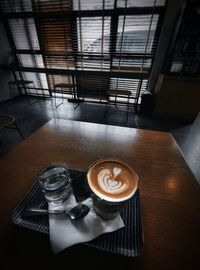 High angle view of coffee on table