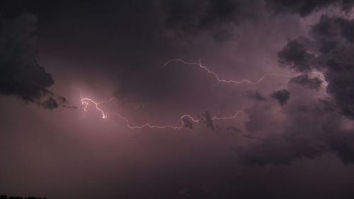 Low angle view of lightning in sky