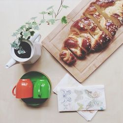 High angle view of food on table