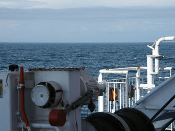 Ship in sea against sky