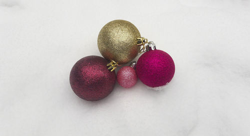 High angle view of raspberries against white background