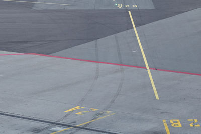 High angle view of airport runway