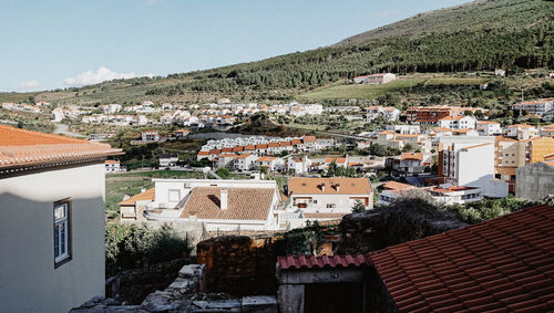 High angle view of townscape against sky