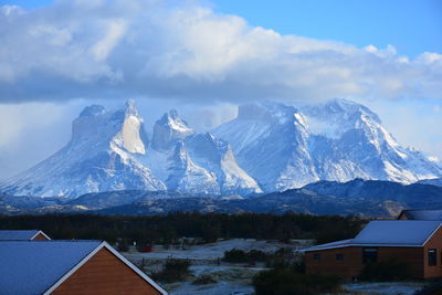 Scenic view of mountains against sky