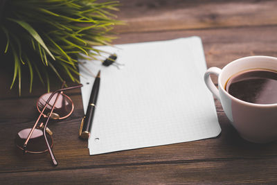 Coffee cup on table