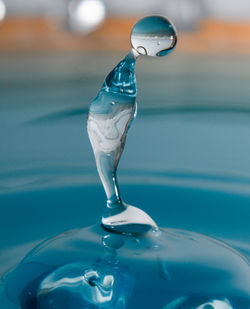 Close-up of drop falling in water