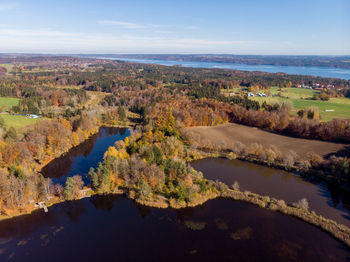 Scenic view of landscape and lake against sky