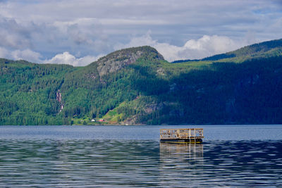 Looking across a mountain lake 