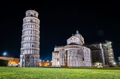 Low angle view of cathedral against sky at night