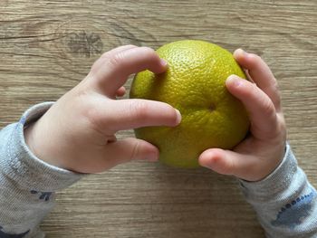 Close-up of hand holding fruit