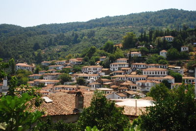 High angle view of townscape against sky