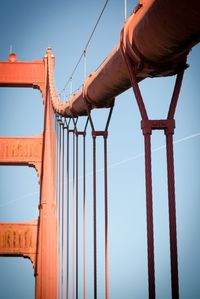 Low angle view of man working at construction site against sky