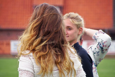 Female friends at park
