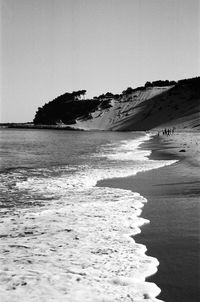 Scenic view of beach against clear sky