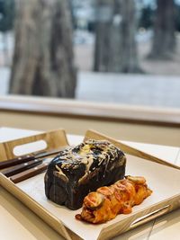 Close-up of food on table