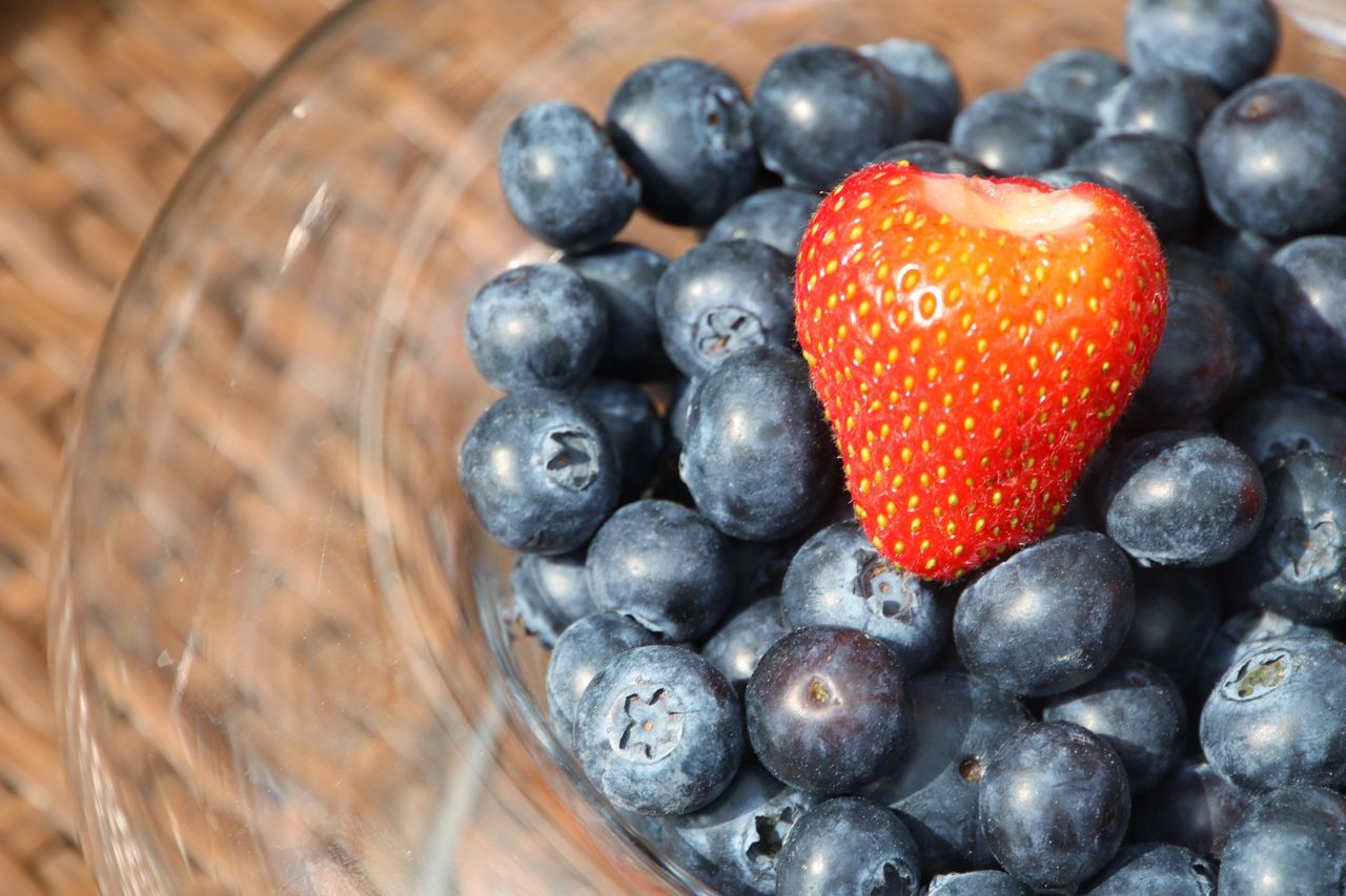 Blueberries and strawberry