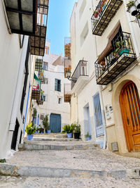 Low angle view of buildings in town