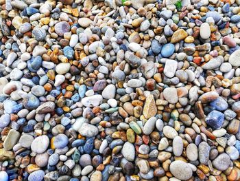 Full frame shot of pebbles on beach