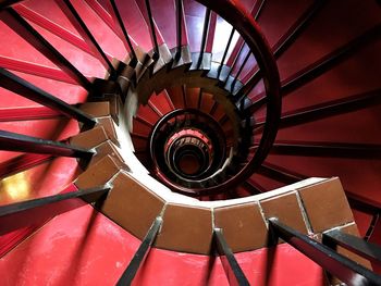 High angle view of spiral stairs