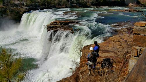 Scenic view of waterfall