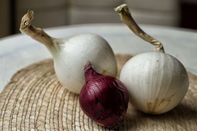 Close-up of garlic on table