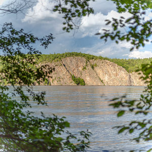 Scenic view of lake against sky