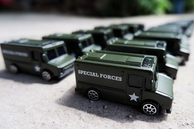 Close-up of toy car on table