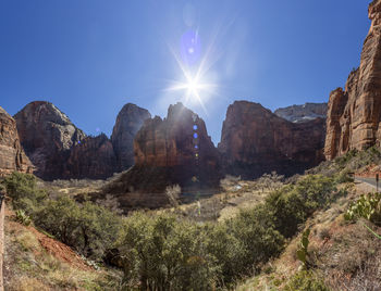 Panoramic view of rocky mountains against sky