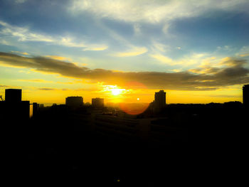 Cityscape against sky during sunset