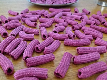 Close-up of chopped vegetables on table