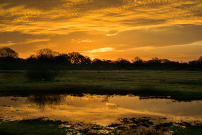 Sunset over lake