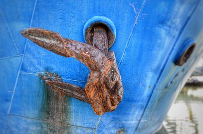 Close-up of rusty metal boat