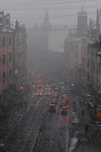 High angle view of cars in city