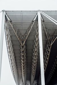 Low angle view of suspension bridge against sky