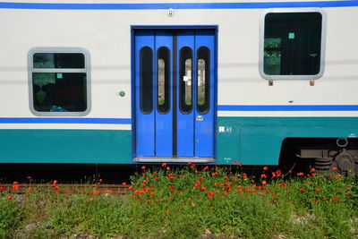 Train at railroad station platform