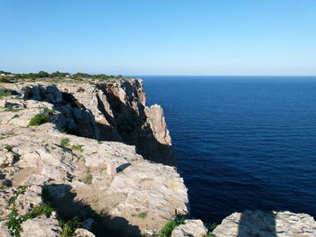 High angle view of sea against clear sky