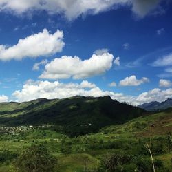 Scenic view of landscape against cloudy sky