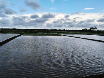 Scenic view of lake against sky