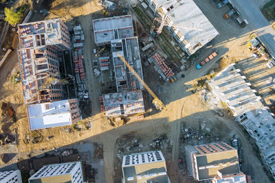 High angle view of buildings in city