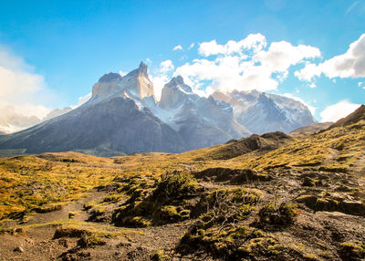 Scenic view of mountains against sky