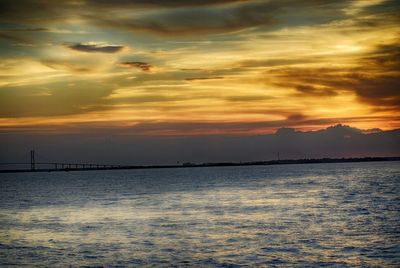 Scenic view of sea at sunset