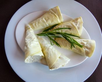 High angle view of meal served in plate