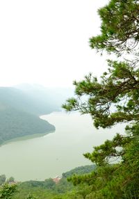 Scenic view of sea and mountains