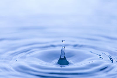 Close-up of drop falling on water surface