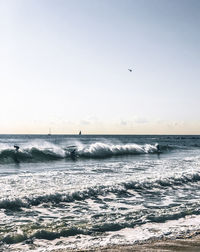 Scenic view of sea against clear sky