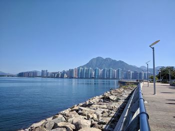 Scenic view of sea against clear sky